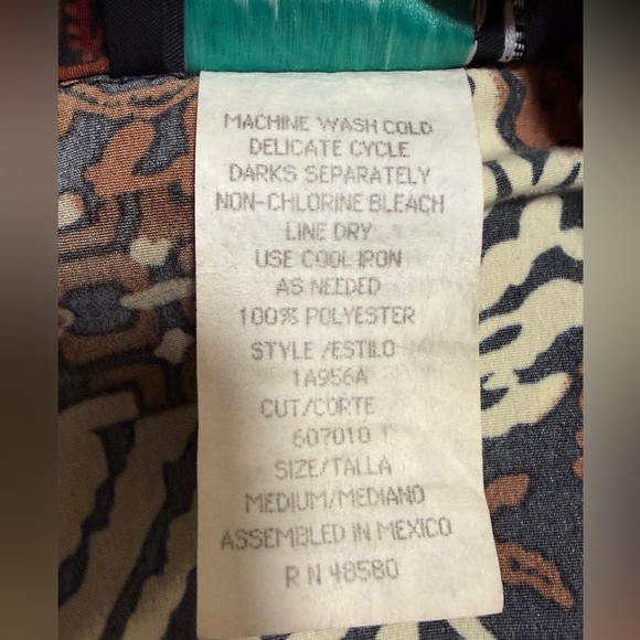 Michele Leslie California VINTAGE 90s Safari Patchwork Button-Down Blouse Size M - Picture 9 of 10